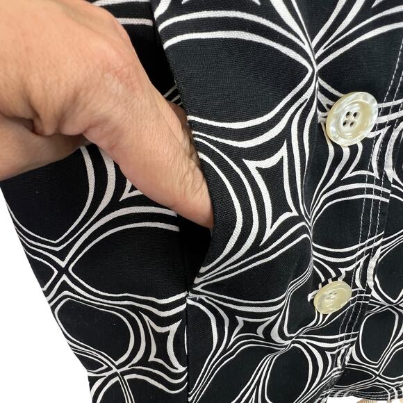 Banana Republic Factory Black White Geometric Jacket XSP Trench Coat Classic - Picture 7 of 12